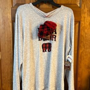 New  Dearfoams Mens Pj Set Shirt &Socks L NWT